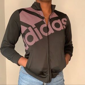 Black and pink adidas track jacket 🏃🏿‍♀️